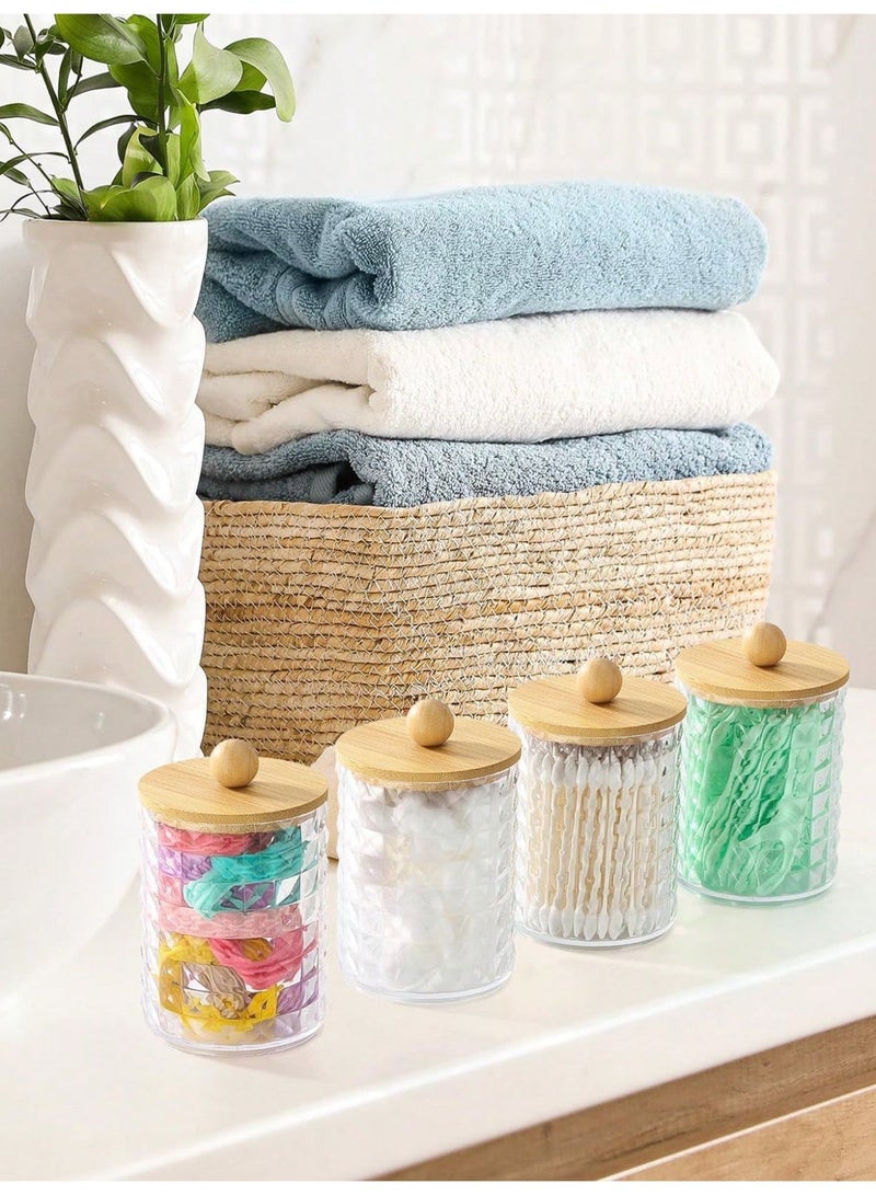 طقم علب تخزين شفافة عدد 2 بغطاء خشبي – تصميم ماسي أنيق - Image 2